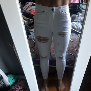 White ripped jeans
